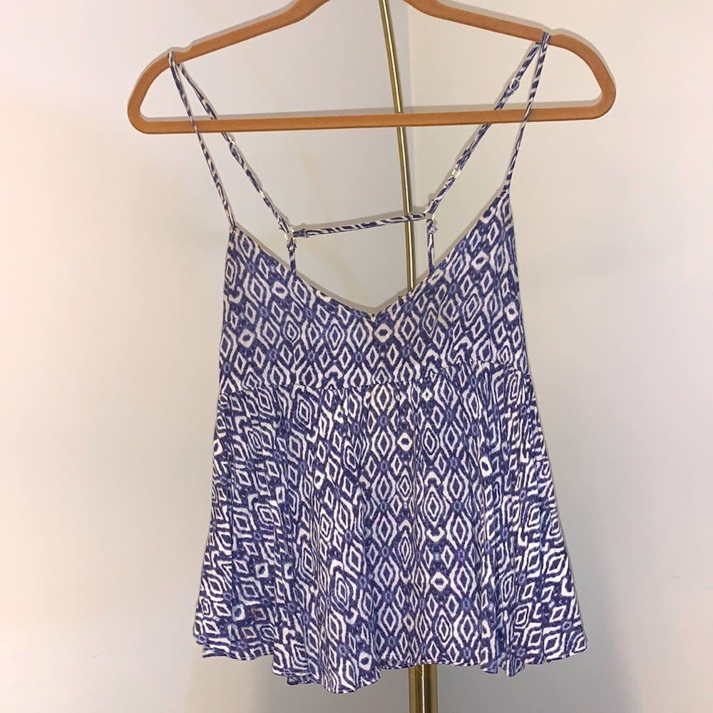 LF Strappy Blue Print Flowy Tank Top S